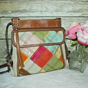 Vintage Fossil Multi Fabric&Leather Patchwork Bag